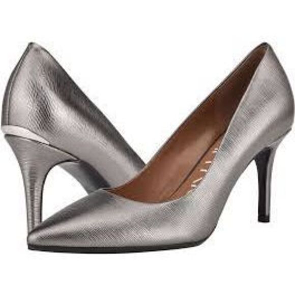 Calvin Klein Gayle Pump size 9 silver metallic pumps sling back heels - Picture 1 of 10